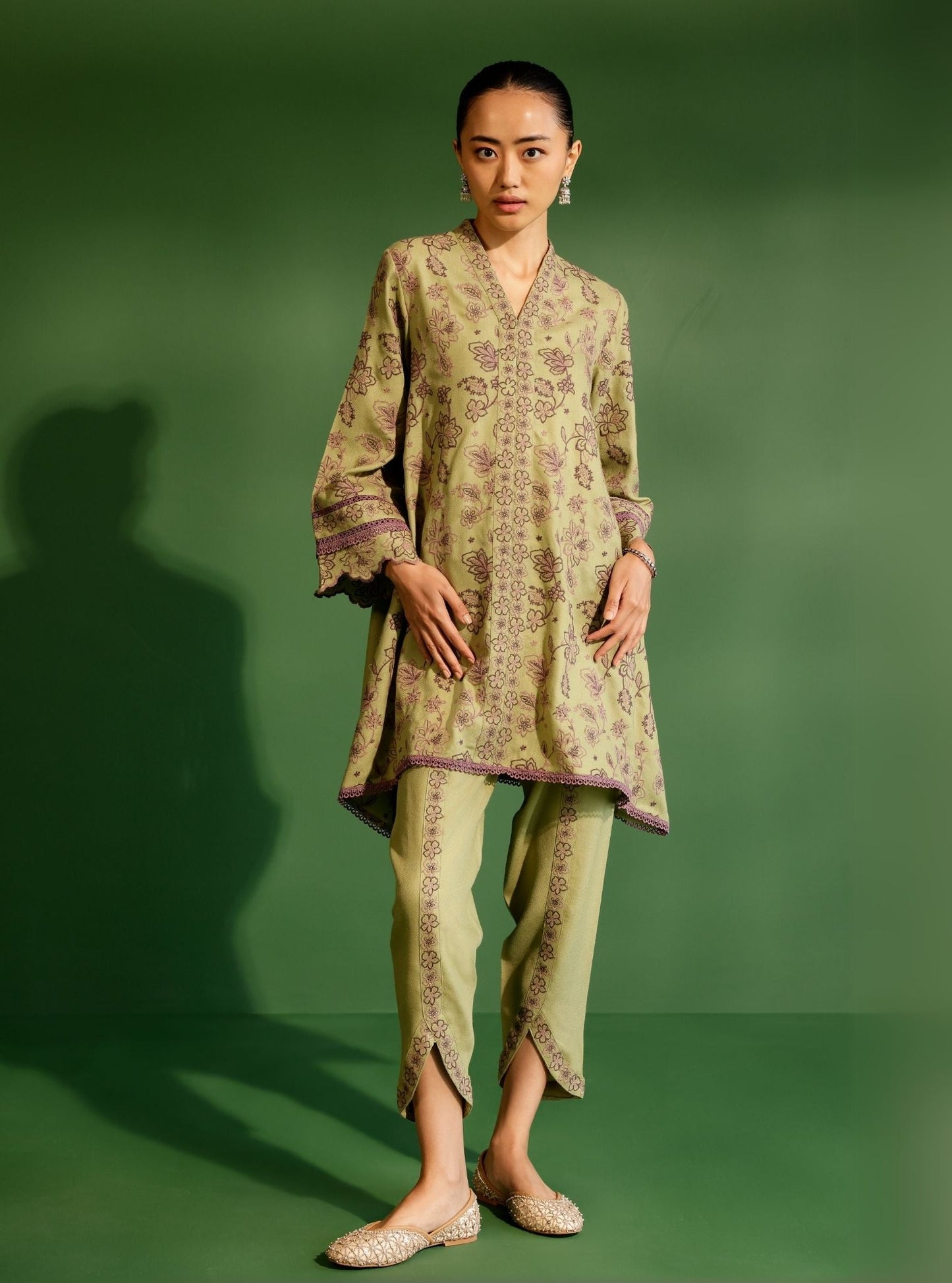 Ellis Wool Green Kurta Set