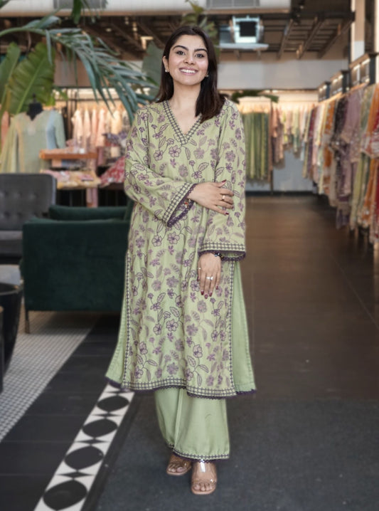 Clare Wool Green Kurta Set