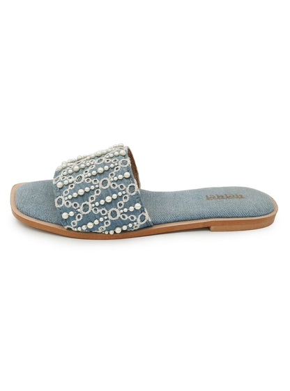 Aura Denim Vegan Flat Sandal