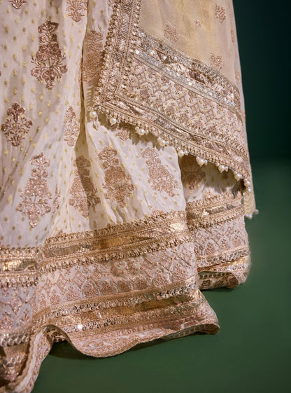 Rang Banarsi Off White Lehenga