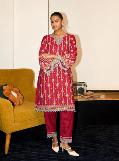 Celia Wool Wine Kurta Set