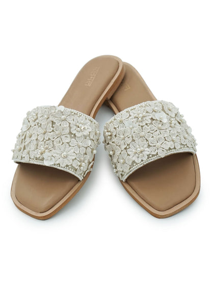 Mrunal Off White Vegan Flat Sandal