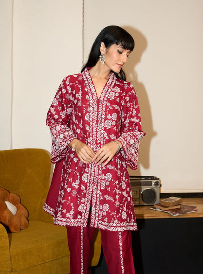 Greta Wool Wine Kurta Set