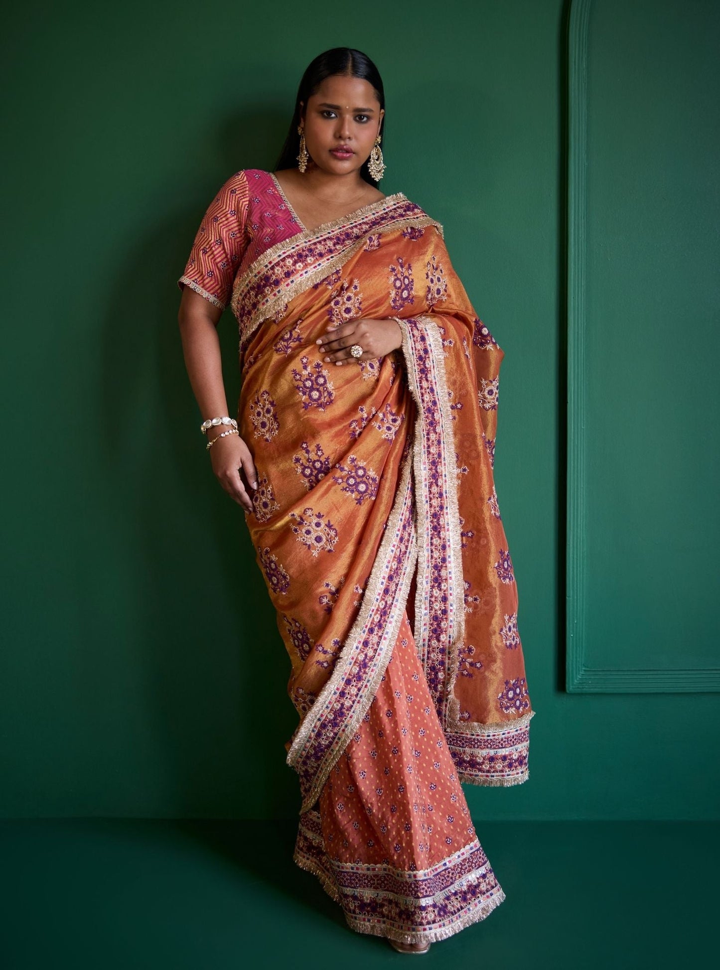 Mohra Lurex Organza + Banarsi Orange Saree