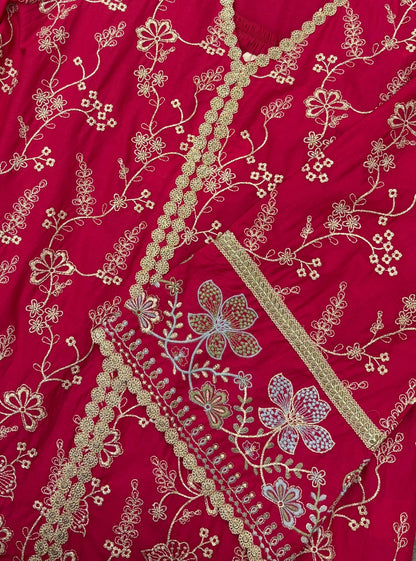 Rina Supima Cotton Fuchsia Kurta with Fuchsia Dhoti Pant Set