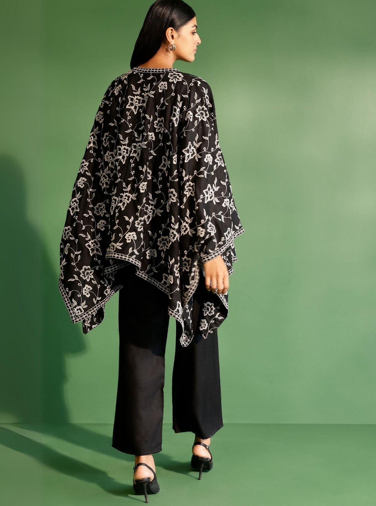 Fawn Wool Black Kaftan with Wool Fawn Black Pant