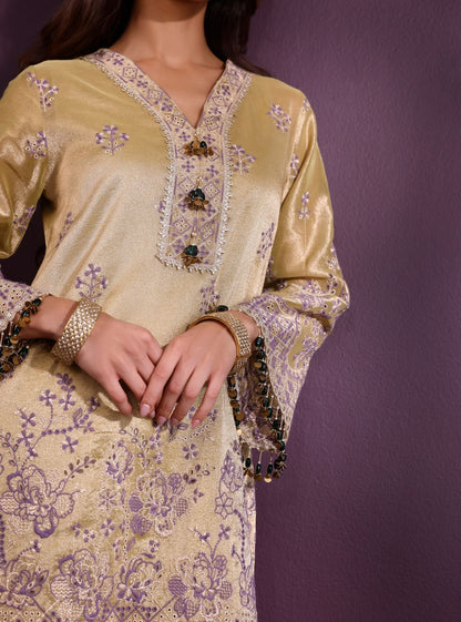 Lovi Tissue Pista Green Kurta Set