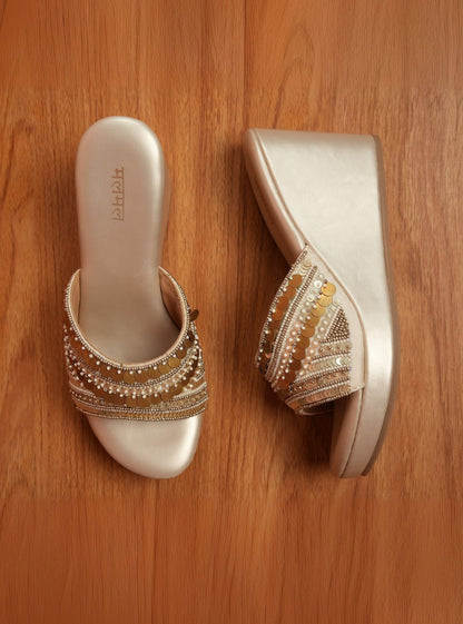 Ariel Gold Vegan Wedge Heel