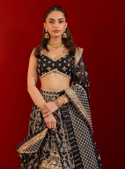 Anton Bemberg Silk Black Lehenga