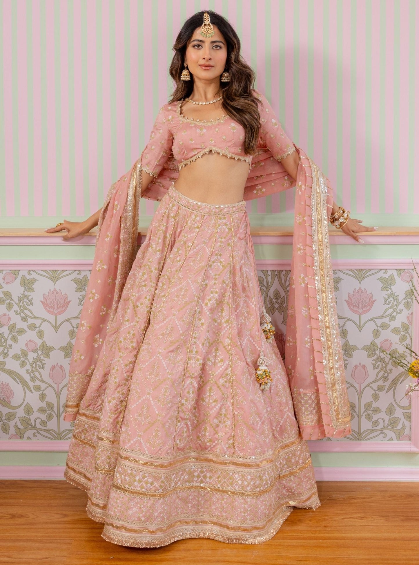 Anton Bemberg Silk Pink Lehenga