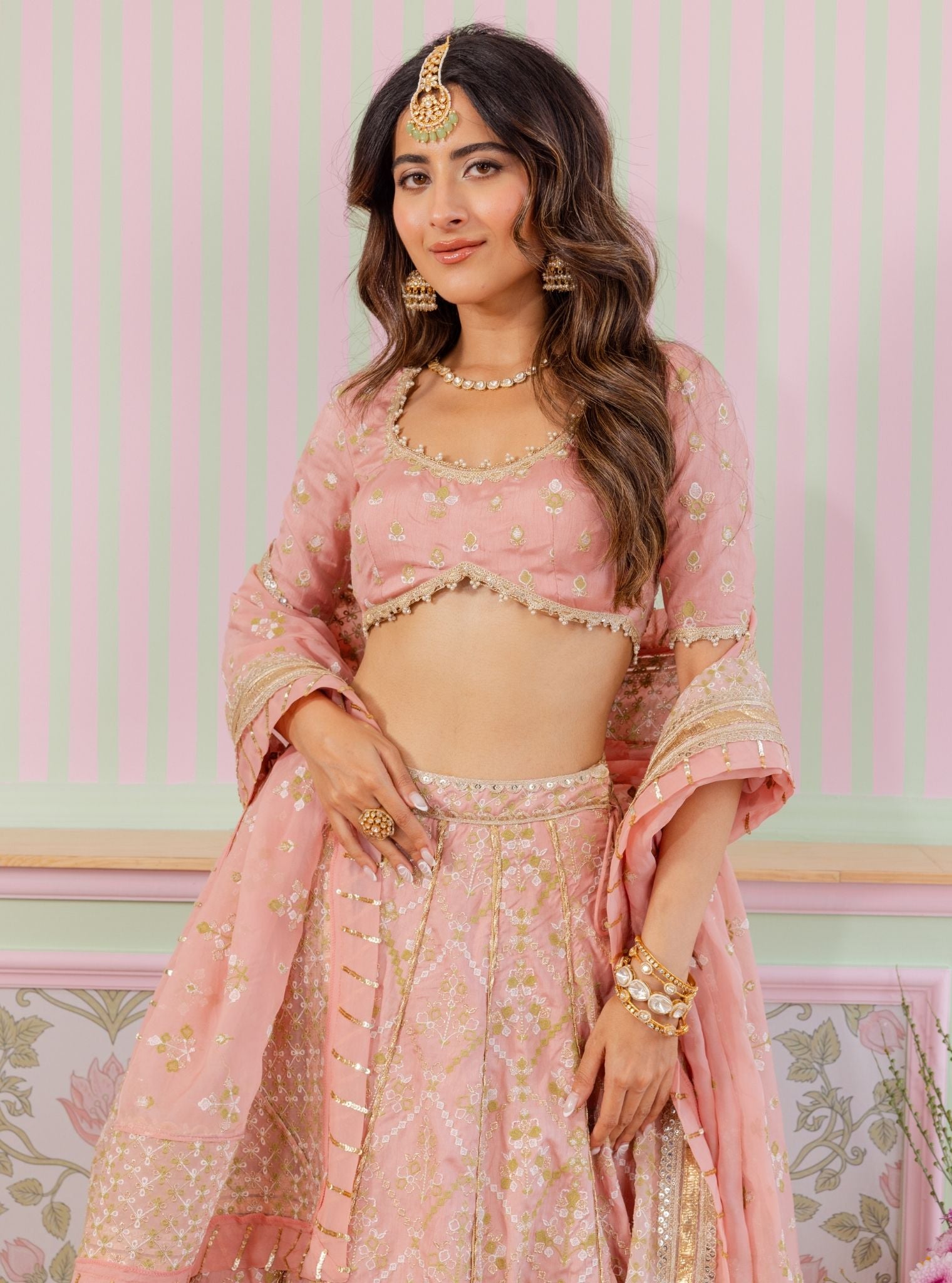 Anton Bemberg Silk Pink Lehenga