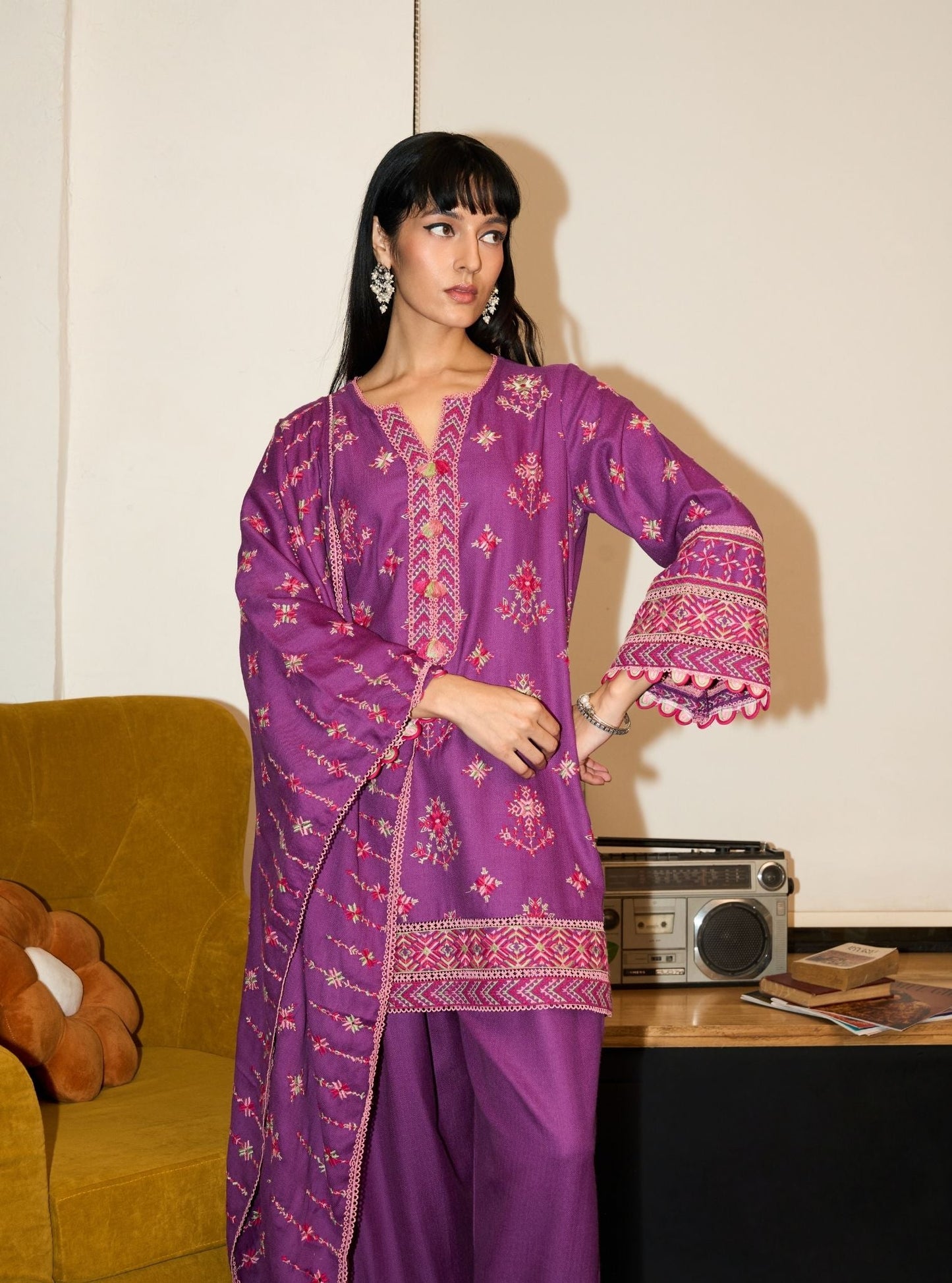 Colette Wool Purple Kurta Set