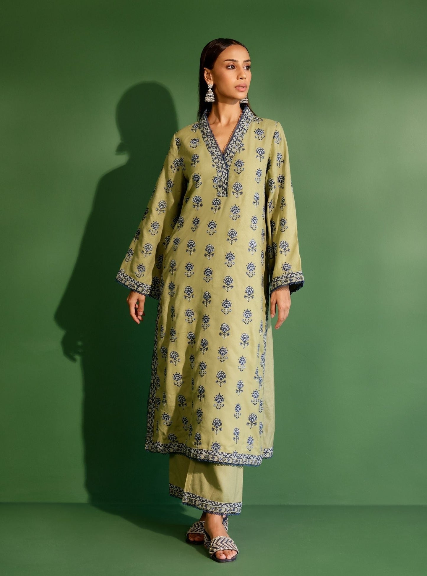 Harlow Wool Green Kurta Set