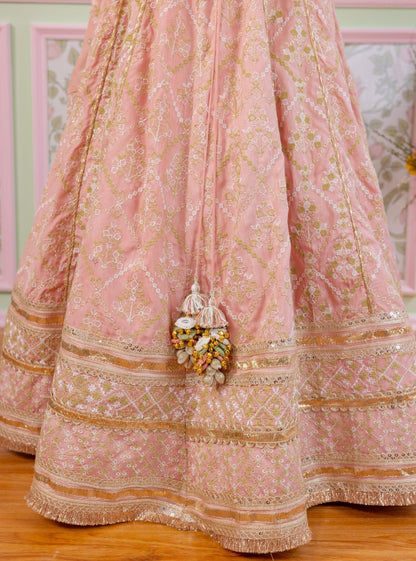 Anton Bemberg Silk Pink Lehenga