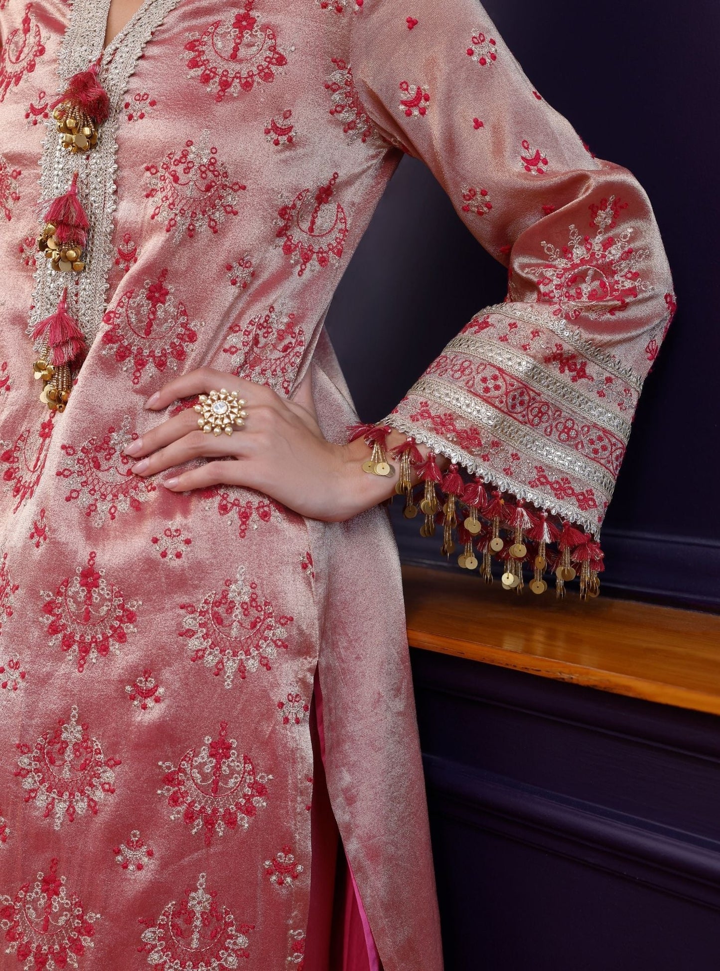 Amie Tissue Fuschia Kurta Set