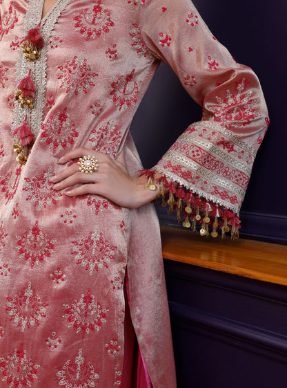 Amie Tissue Fuschia Kurta Set