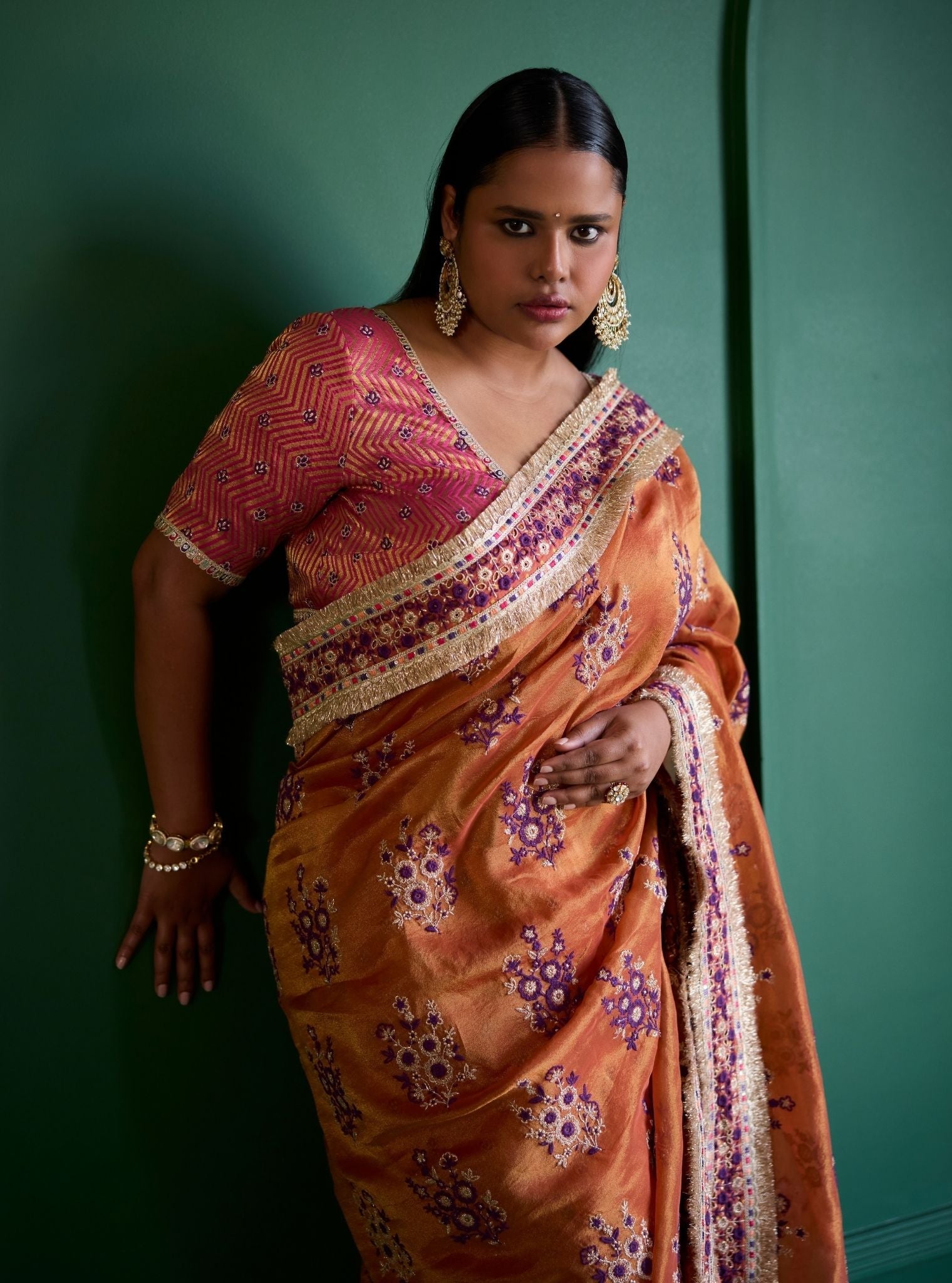 Mohra Lurex Organza + Banarsi Orange Saree