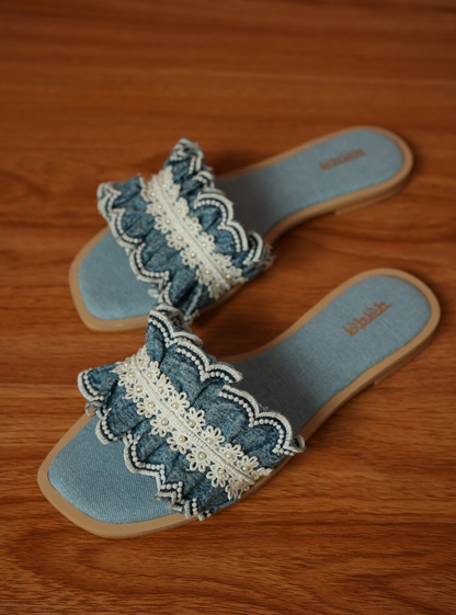 Margaret Denim Strap Flat