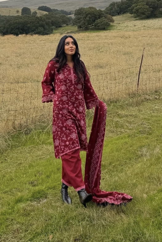 Juno Wool Wine Kurta Set