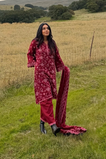 Juno Wool Wine Kurta Set