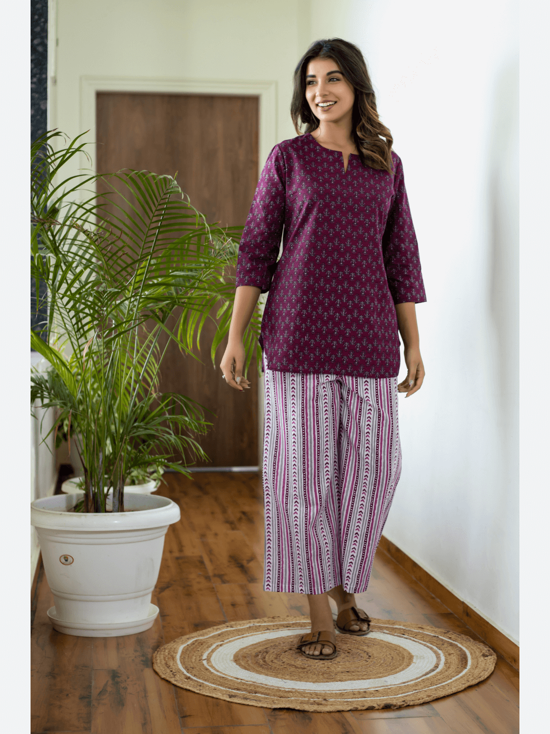 Wine Cotton Loungewear