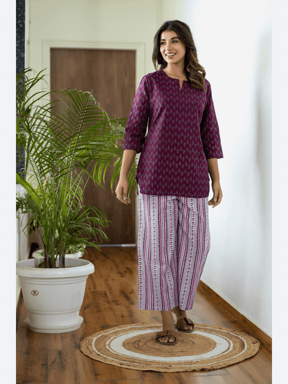 Wine Cotton Loungewear