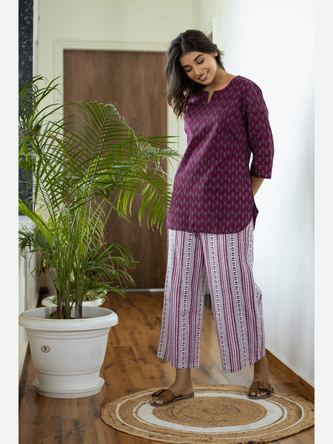 Wine Cotton Loungewear