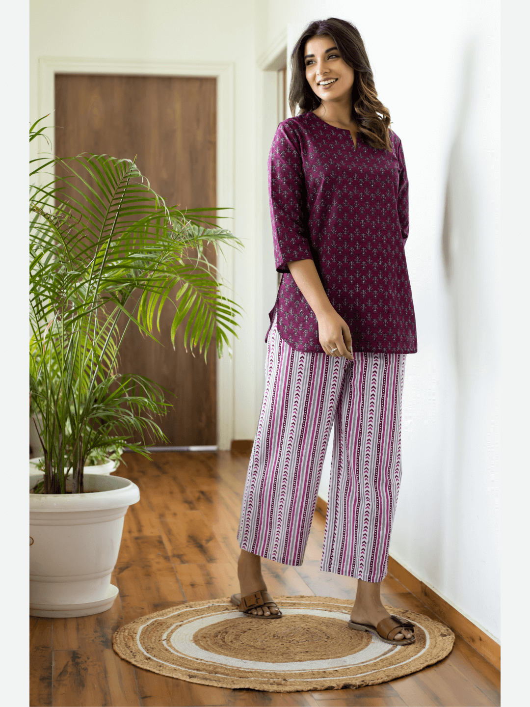 Wine Cotton Loungewear
