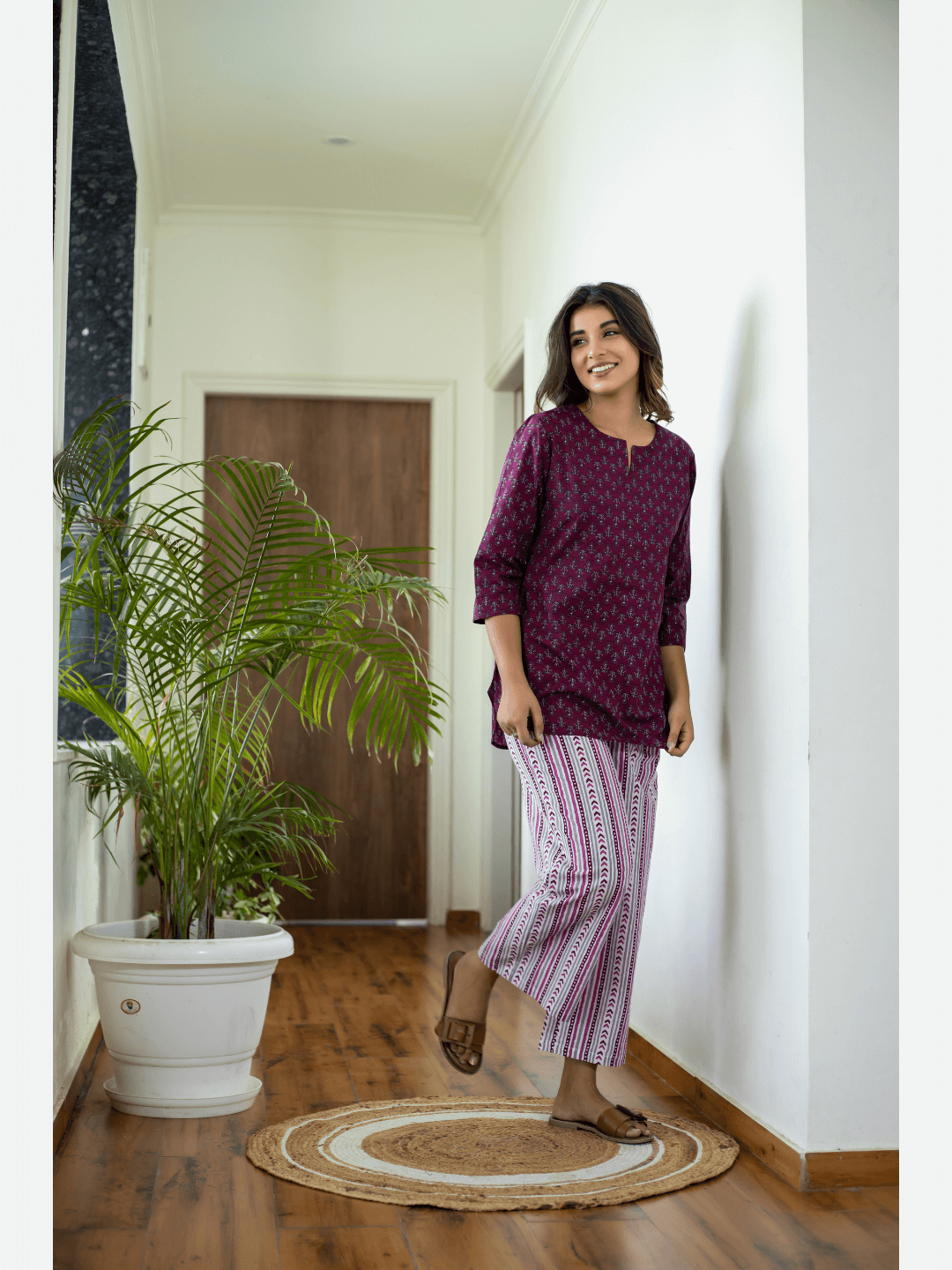 Wine Cotton Loungewear
