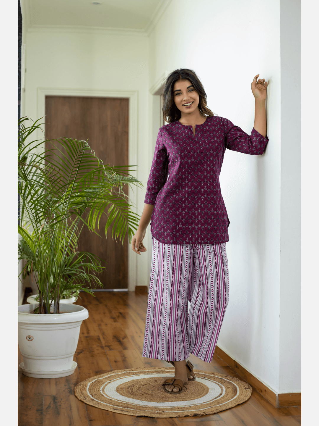 Wine Cotton Loungewear