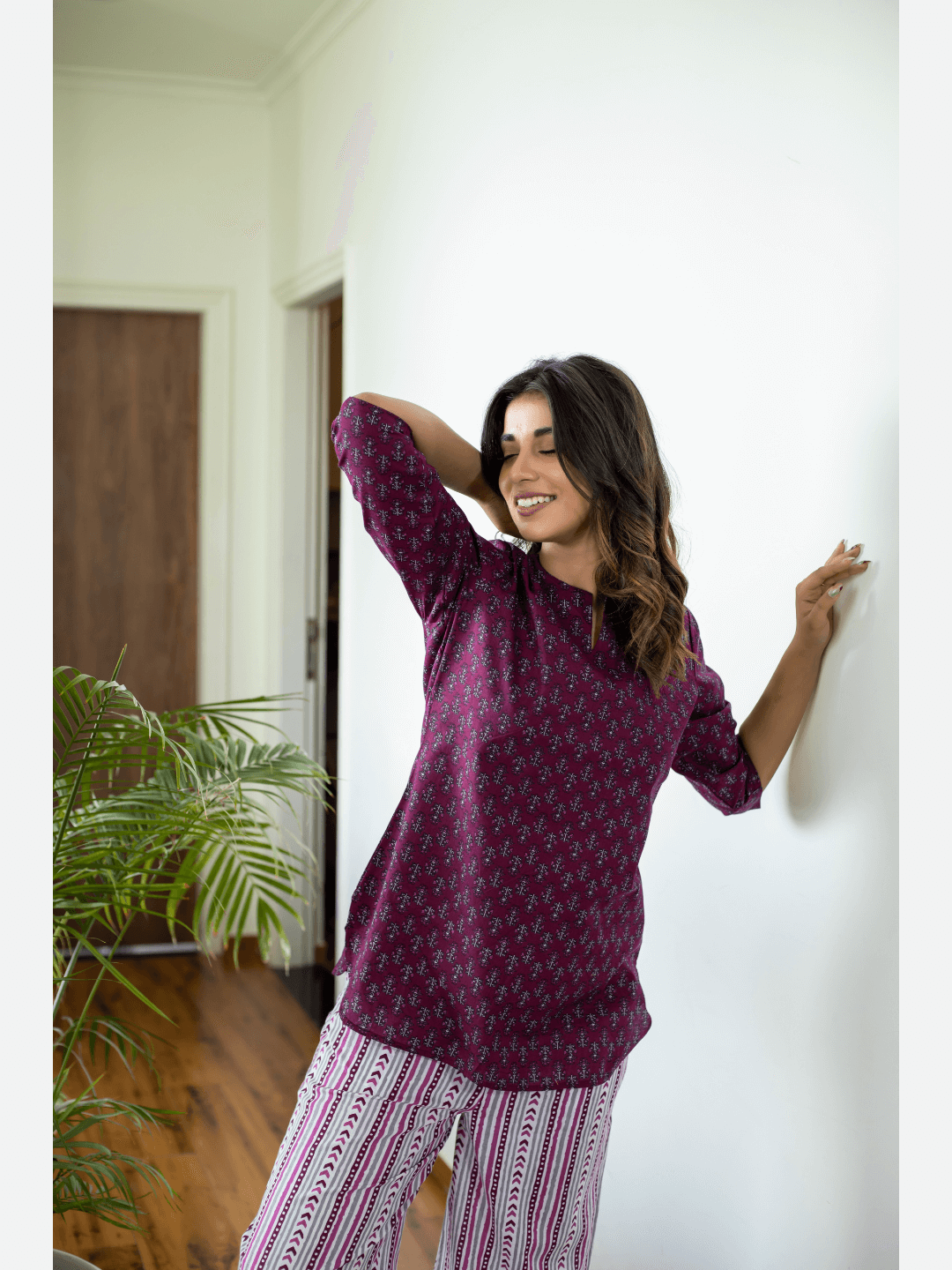 Wine Cotton Loungewear