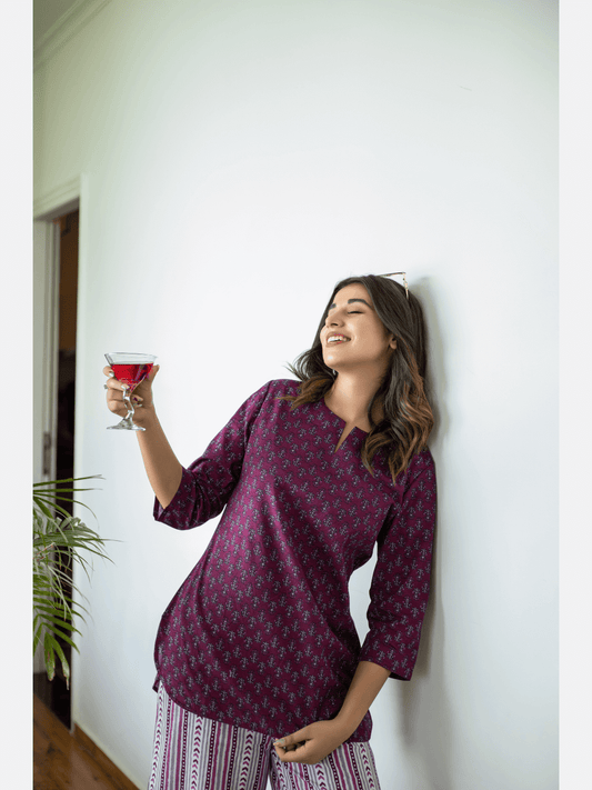 Wine Cotton Loungewear