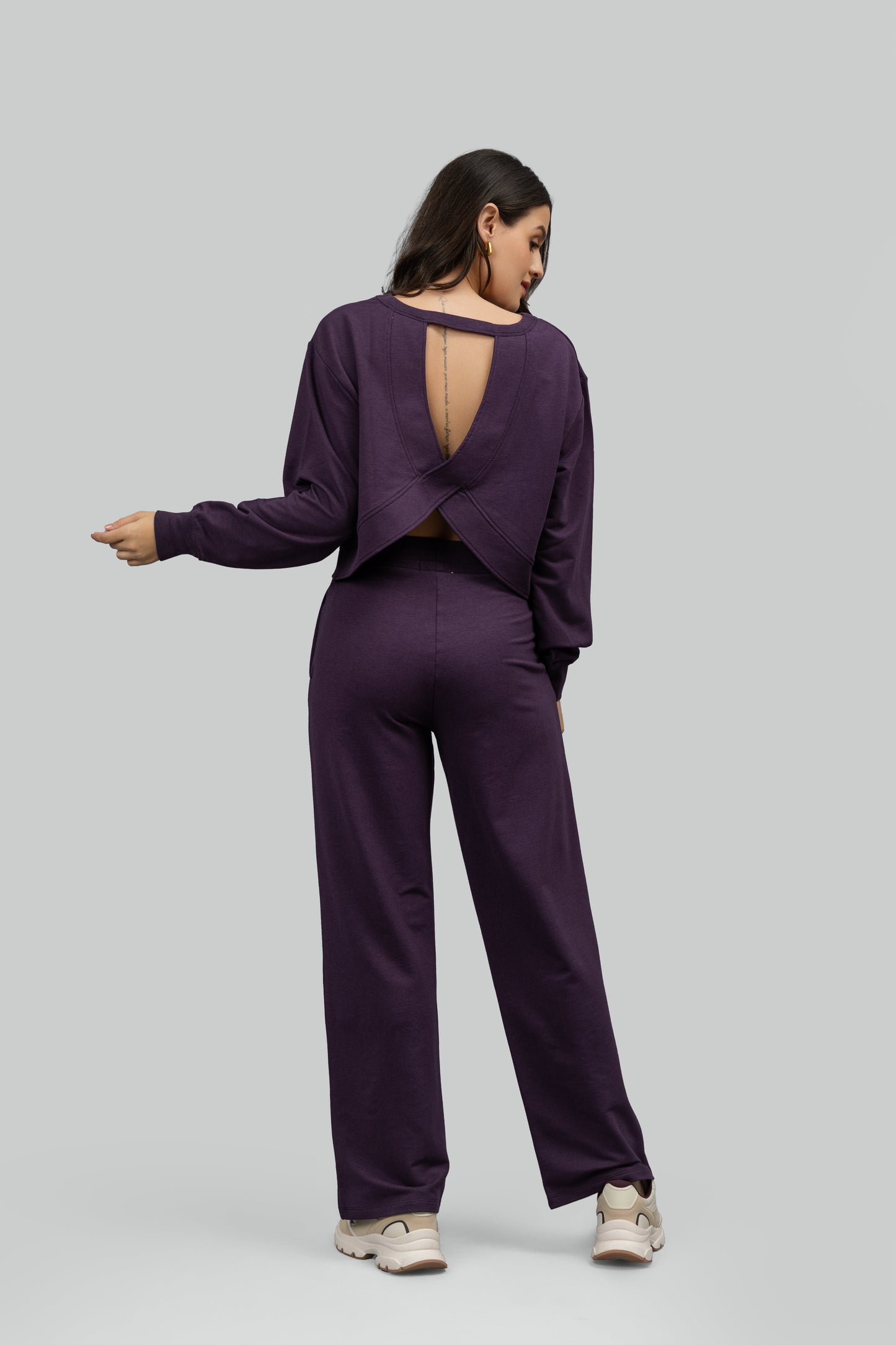 Bordeaux Bamboo Terry Open Back Co-ord Set