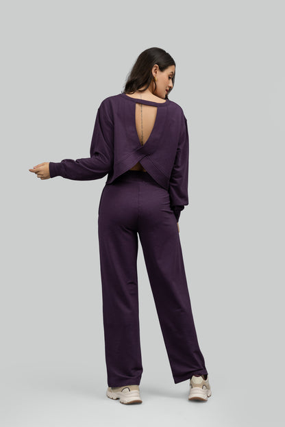 Bordeaux Bamboo Terry Open Back Co-ord Set