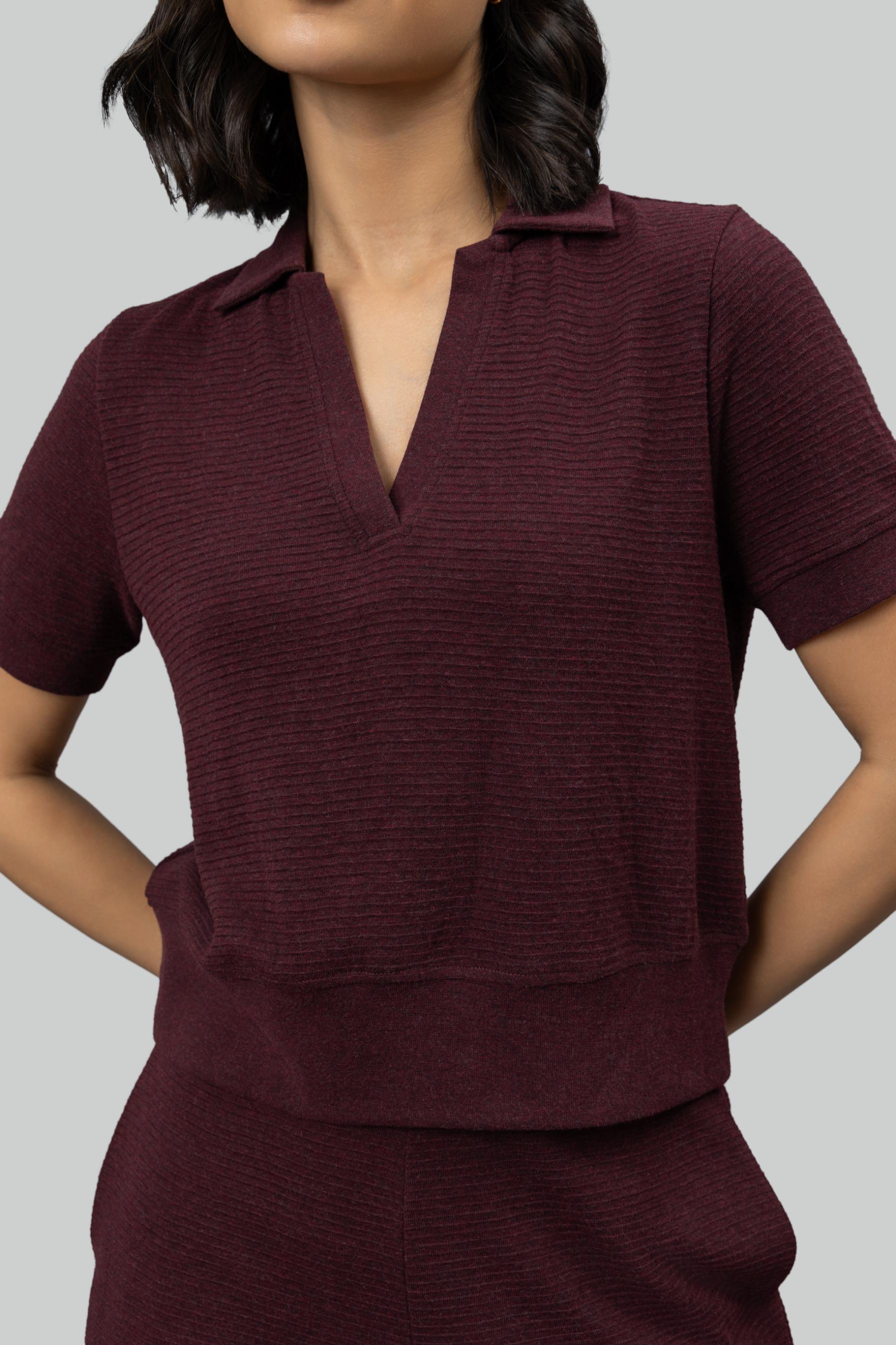 Burgundy Ottoman Rib Polo Set