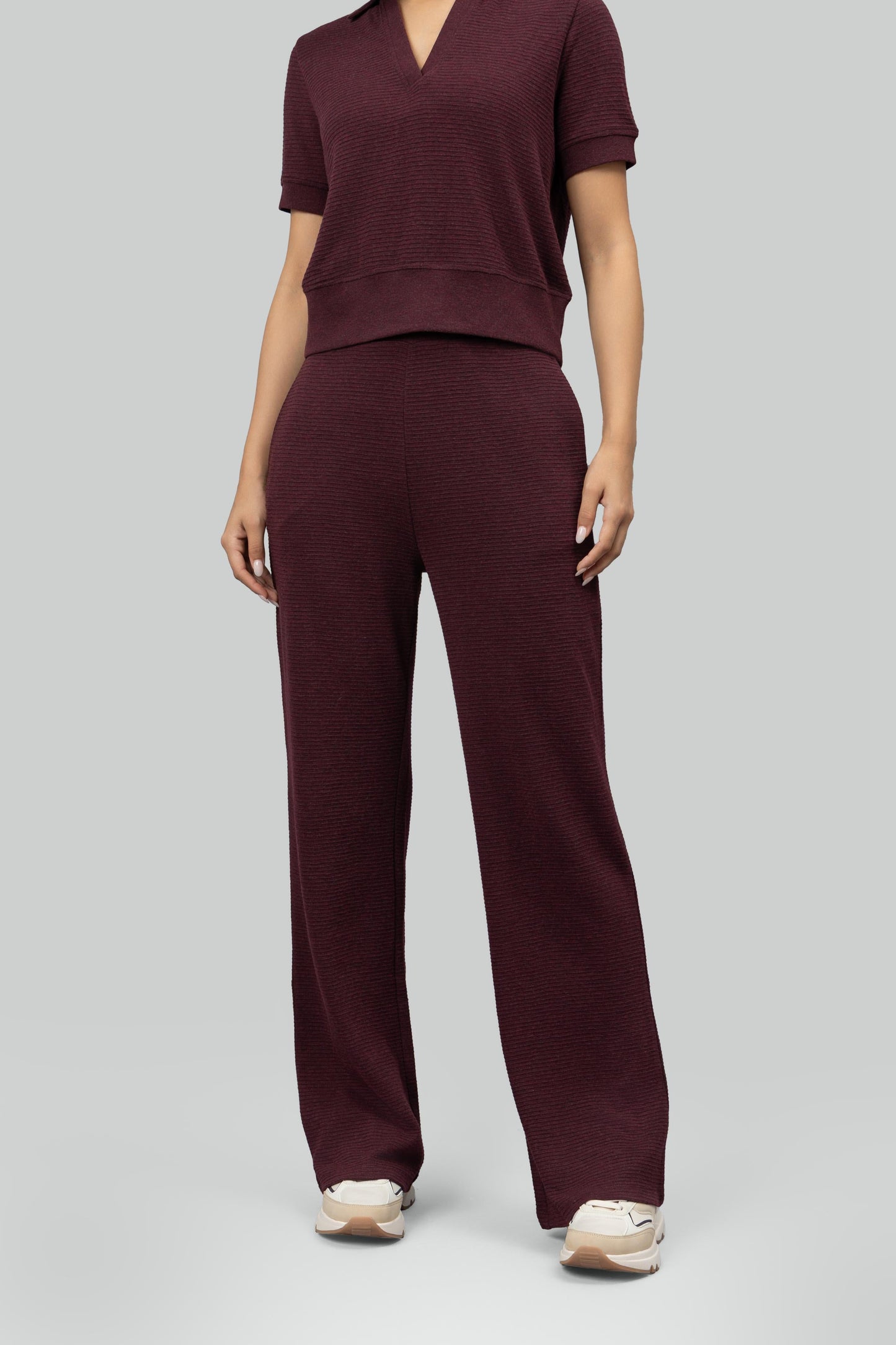 Burgundy Ottoman Rib Polo Set