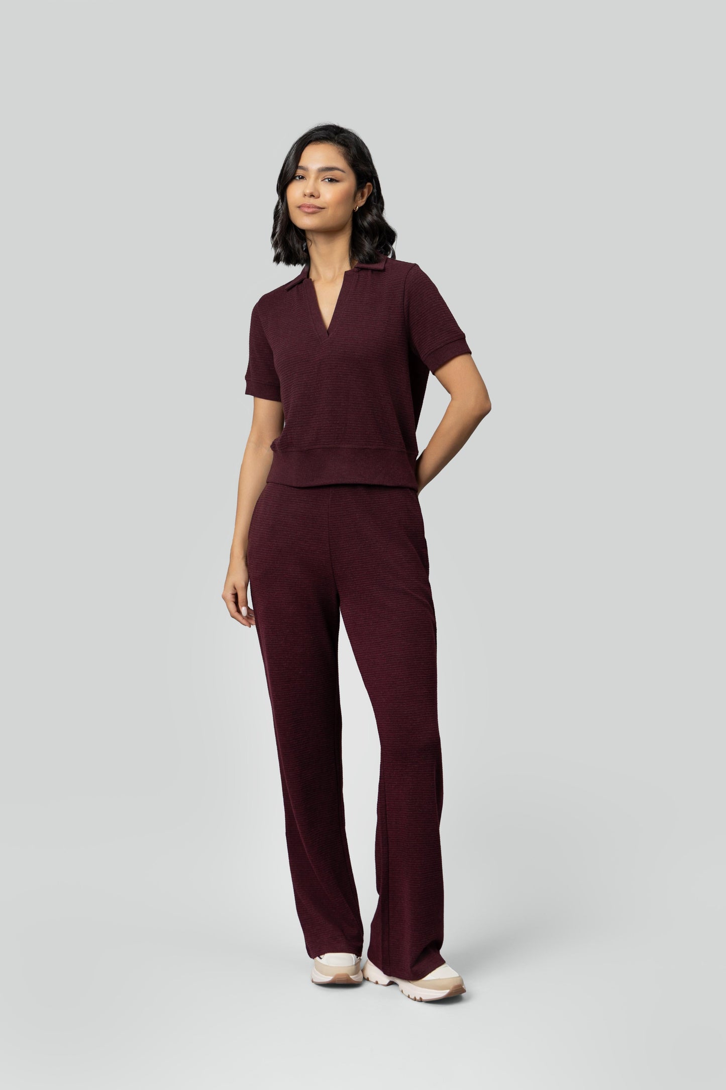Burgundy Ottoman Rib Polo Set