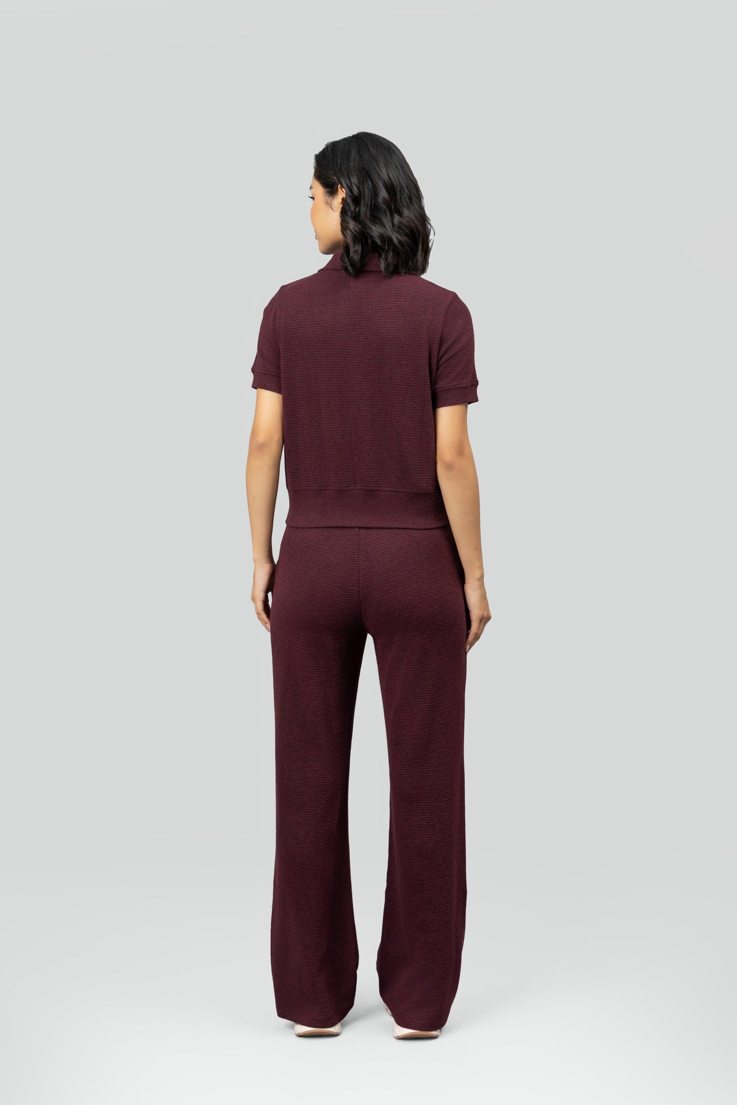 Burgundy Ottoman Rib Polo Set