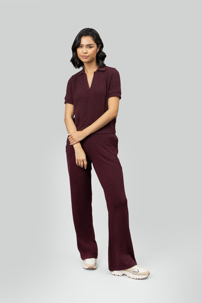 Burgundy Ottoman Rib Polo Set