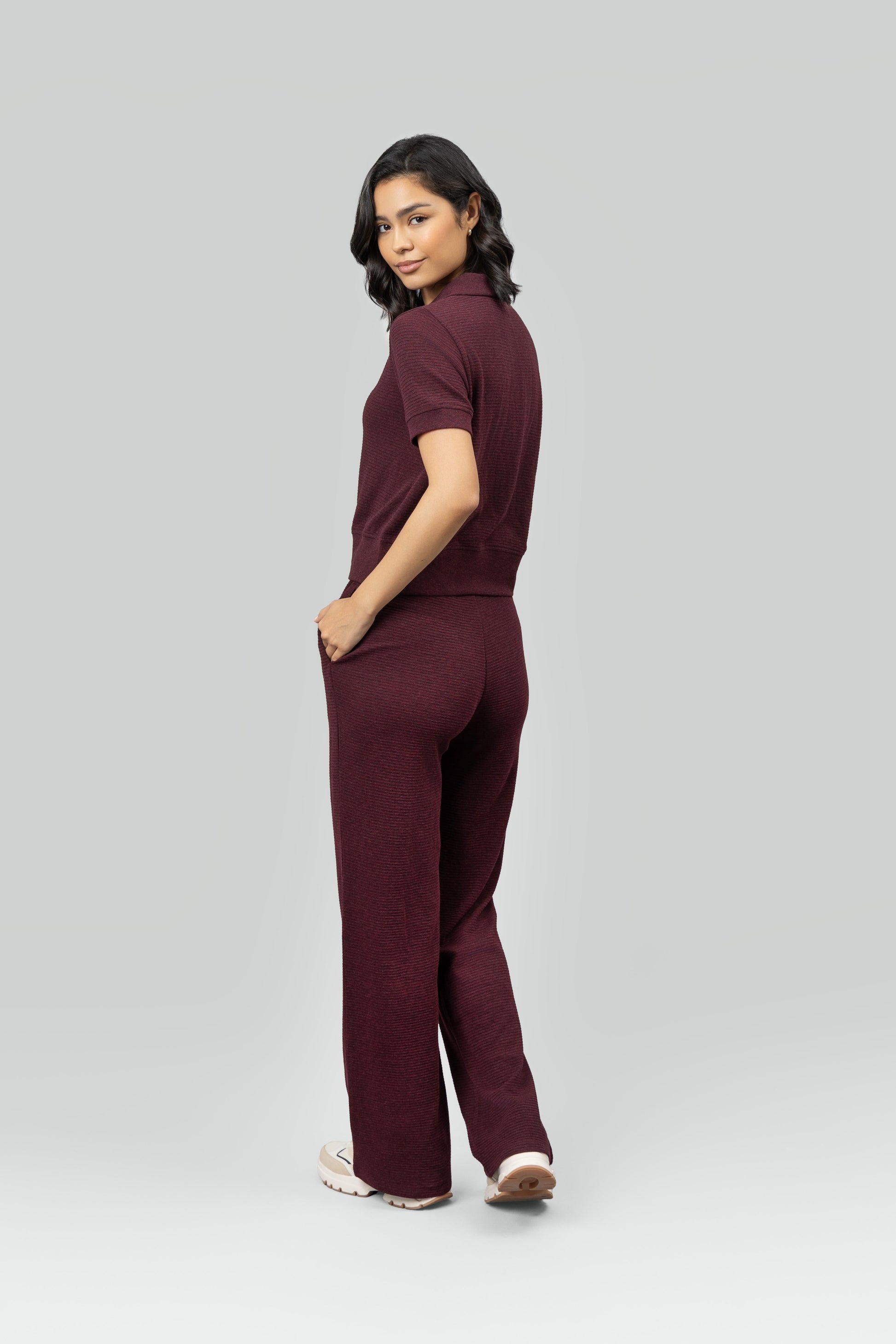 Burgundy Ottoman Rib Polo Set
