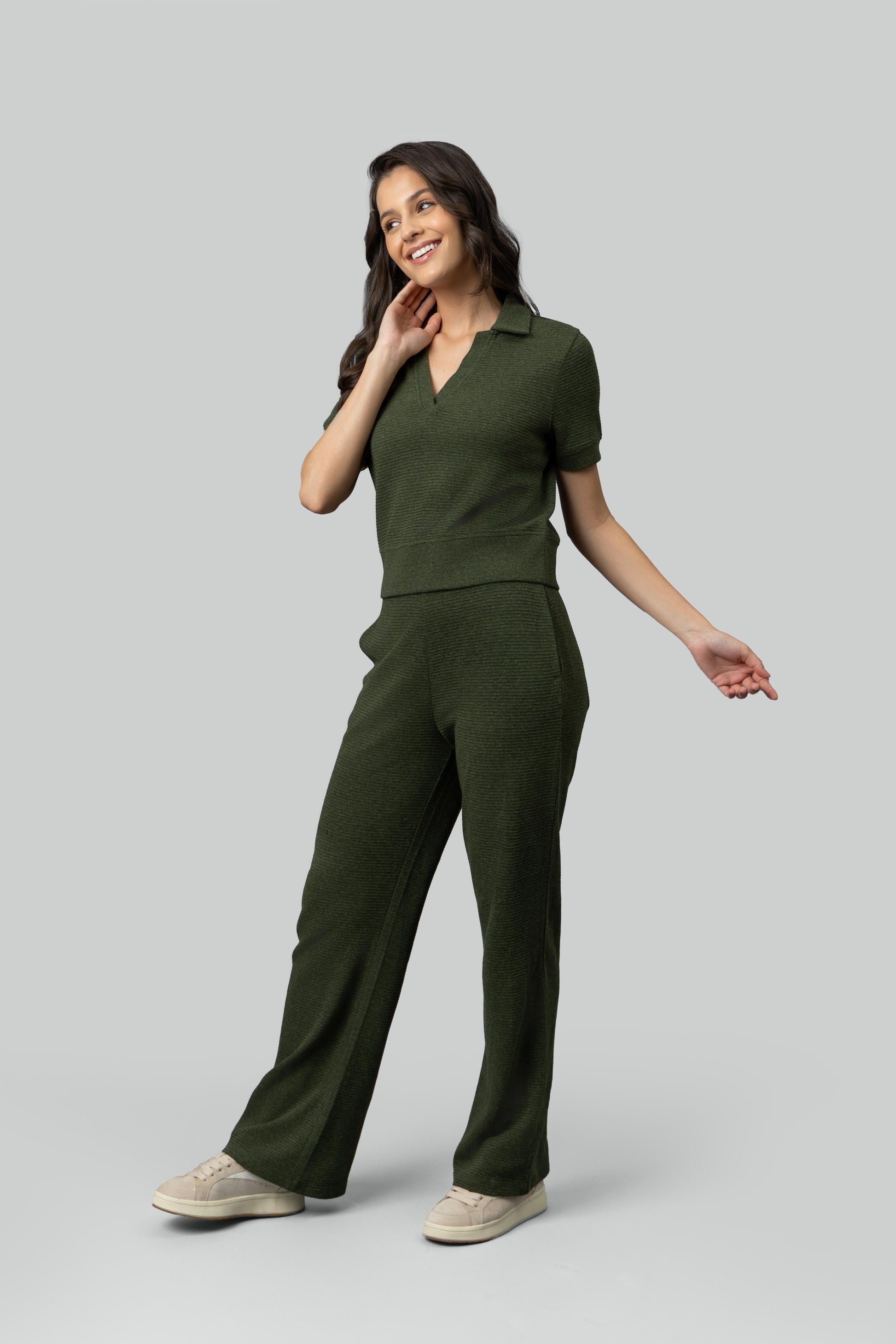 Olive Ottoman Rib Polo Set