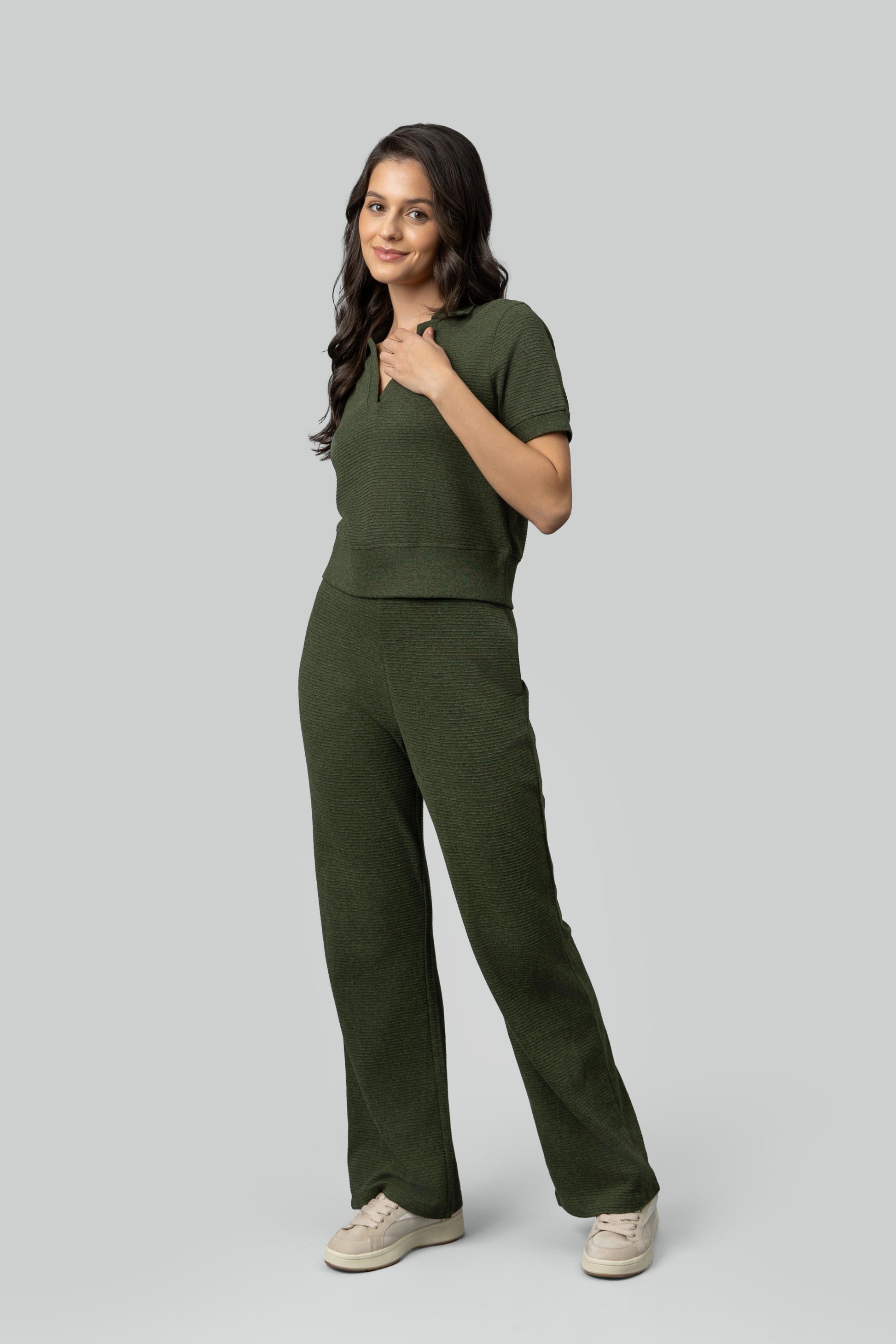 Olive Ottoman Rib Polo Set