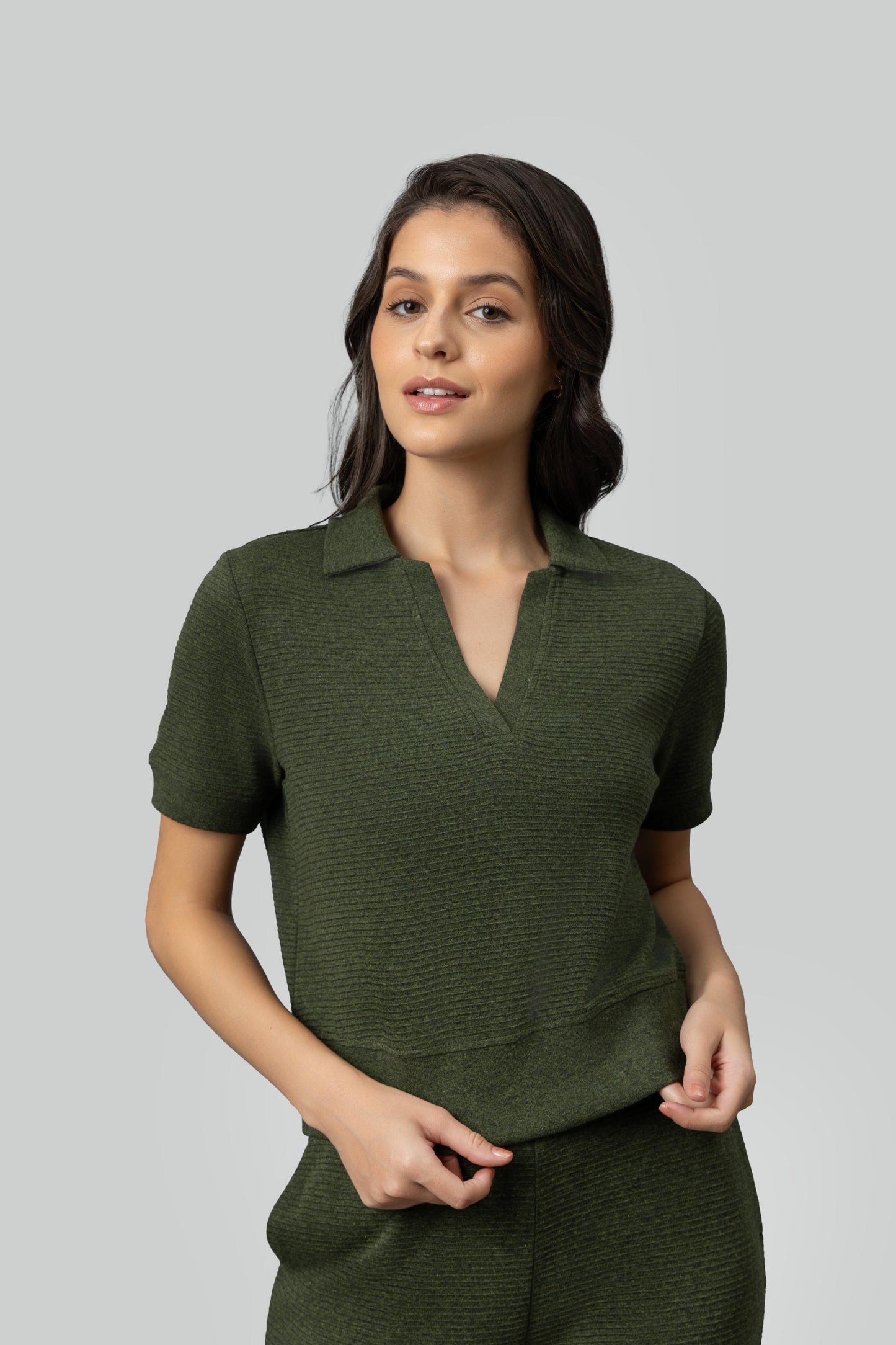 Olive Ottoman Rib Polo Set