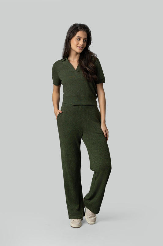 Olive Ottoman Rib Polo Set