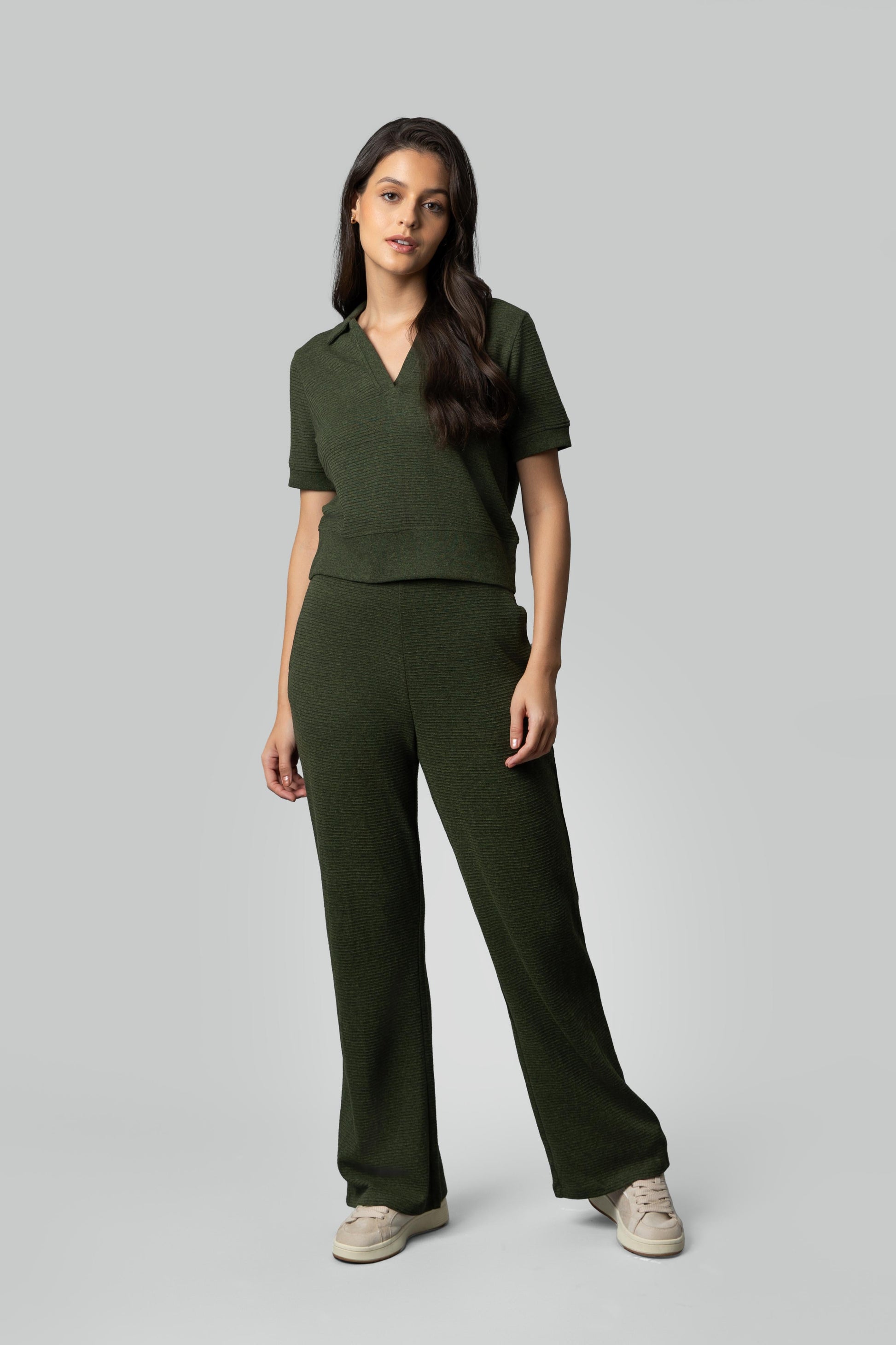 Olive Ottoman Rib Polo Set