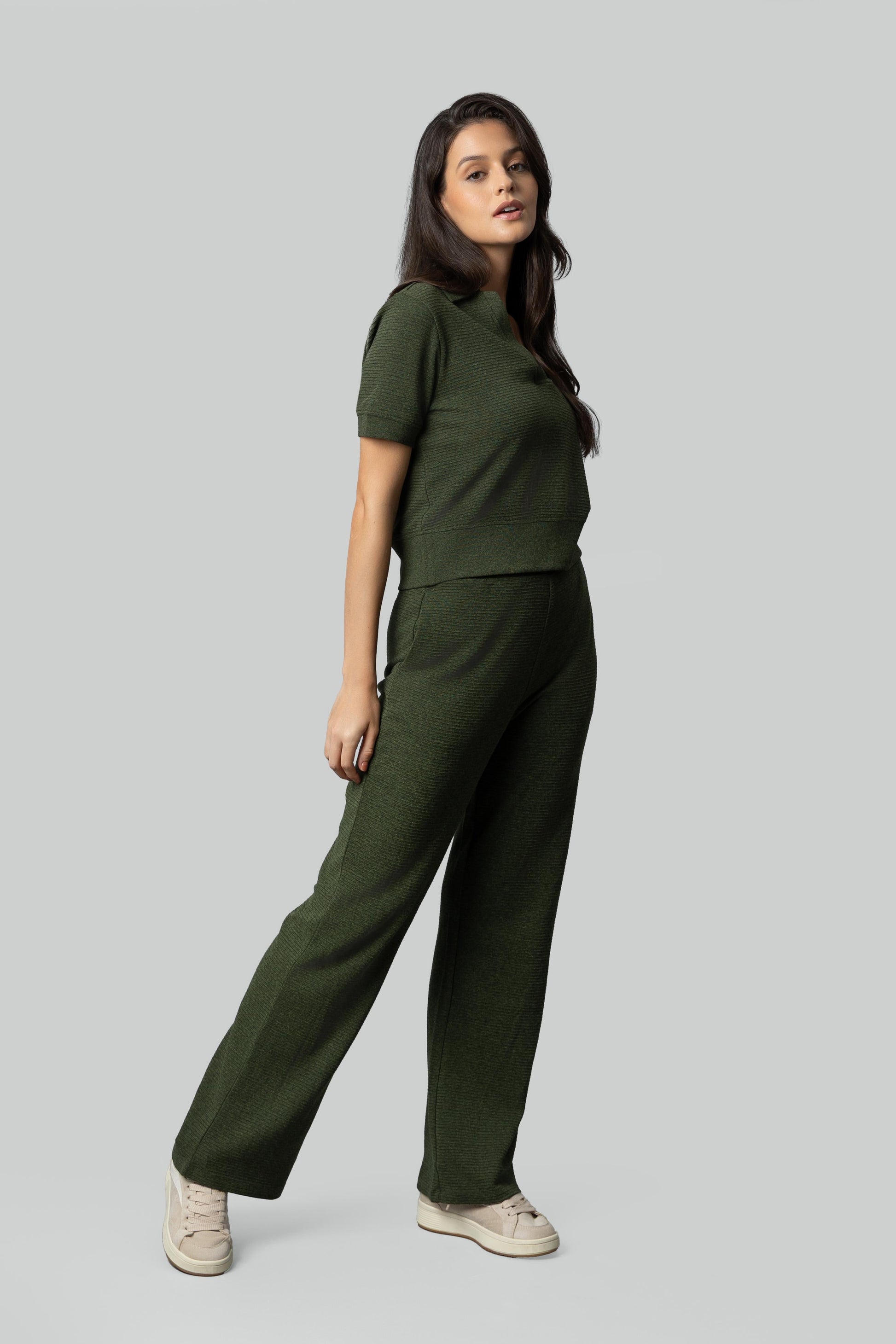 Olive Ottoman Rib Polo Set