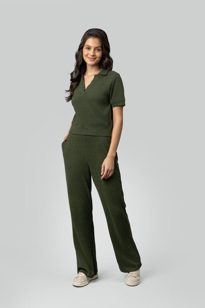 Olive Ottoman Rib Polo Set