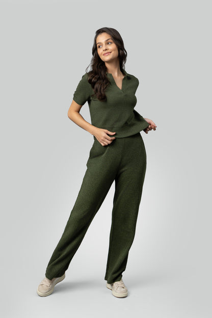 Olive Ottoman Rib Polo Set