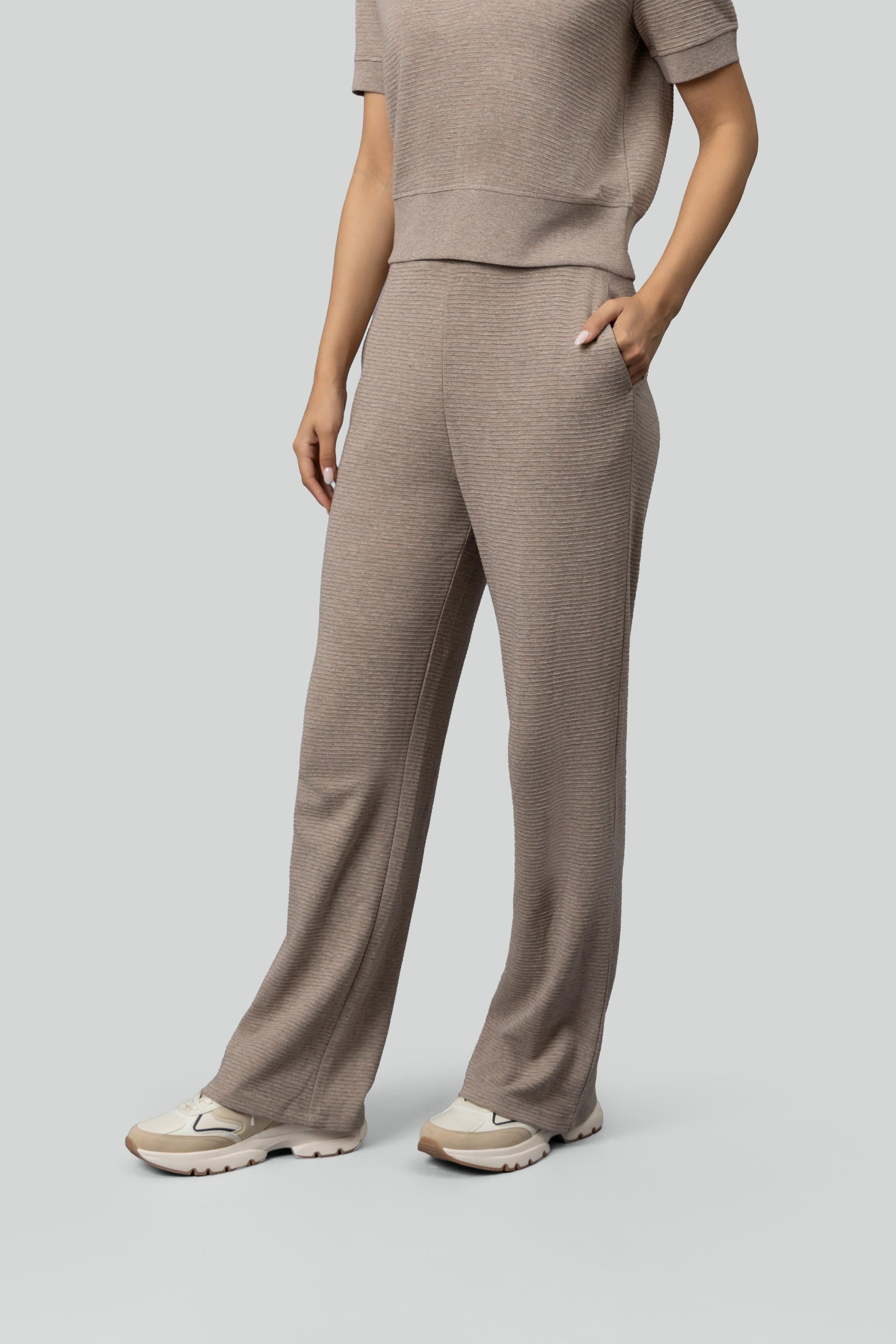 Beige Ottoman Rib Polo Set