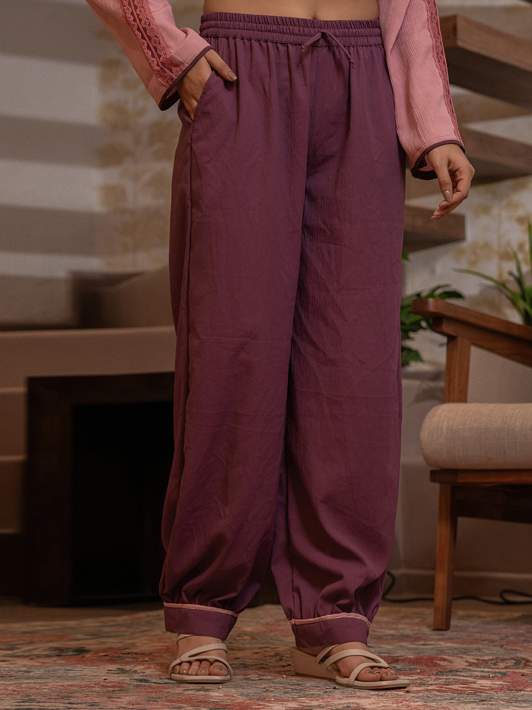 Pink Rose Soft Crepe Shirt Patiala Co-Ord Set